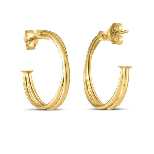 14k Yellow Gold Large Crossover Hoops | Richard Cannon Jewelry
