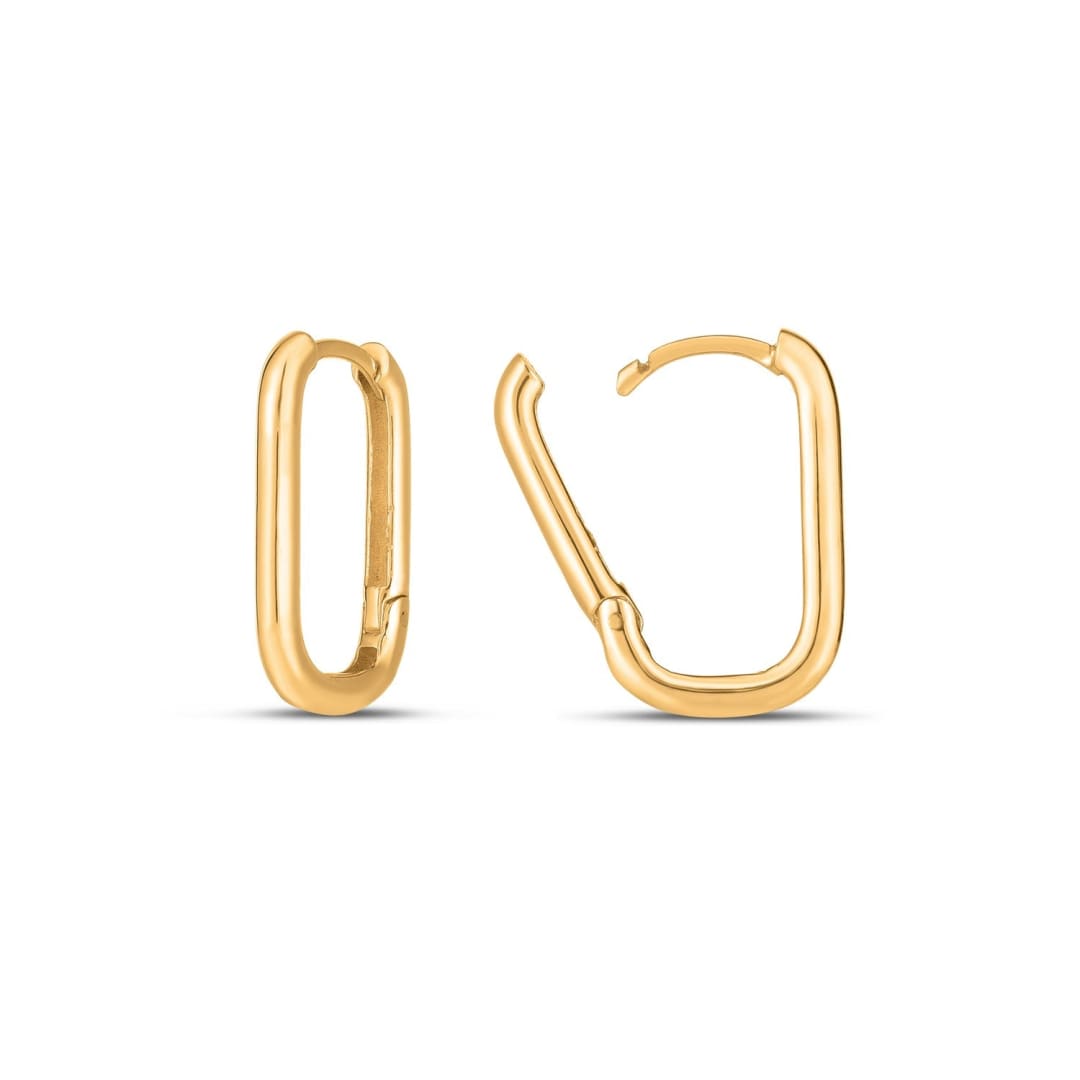 14k Yellow Gold Large Paperclip Huggies | Richard Cannon Jewelry