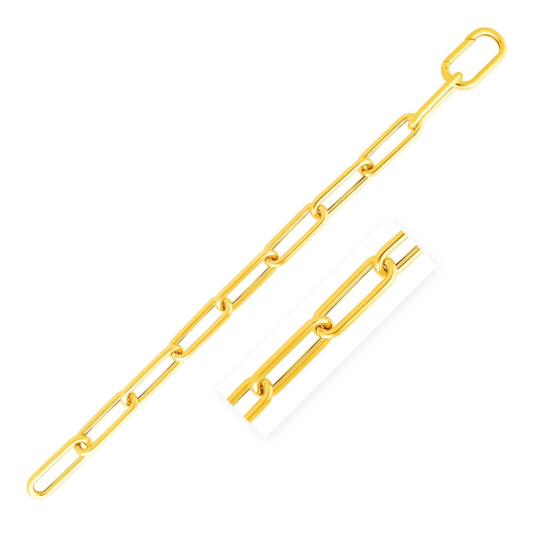 14k Yellow Gold Lite Round Wire Paperclip Bracelet (8.5mm) | Richard Cannon Jewelry