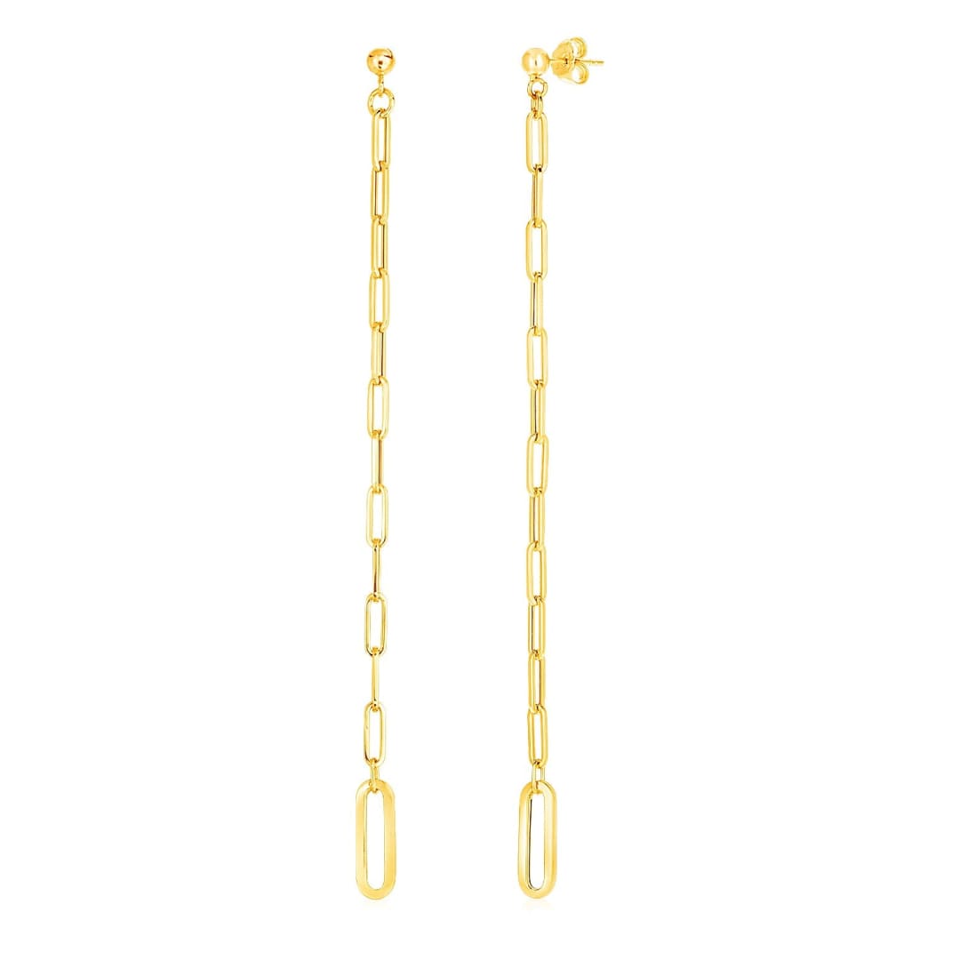 14k Yellow Gold Long Paperclip Chain Dangle Earrings | Richard Cannon Jewelry