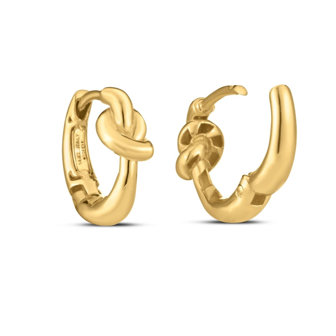 14k Yellow Gold Love knot Hoops | Richard Cannon Jewelry