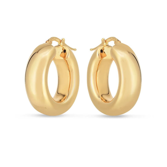 14k Yellow Gold Medium Puffy Hoops | Richard Cannon Jewelry