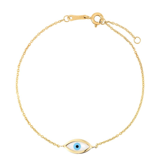 14k Yellow Gold MOP Evil Eye Bracelet | Richard Cannon Jewelry