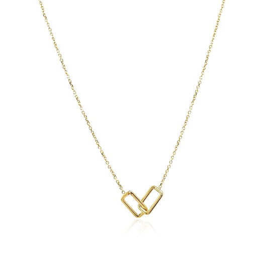 14k Yellow Gold Necklace with Interlocking Petite Rectangles | Richard Cannon Jewelry