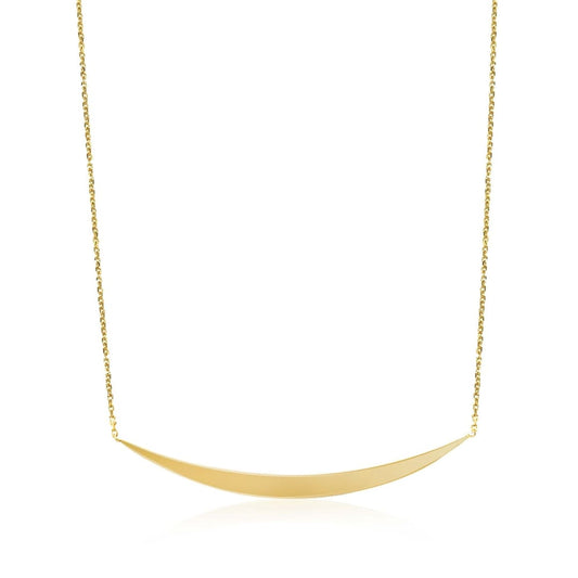 14k Yellow Gold Necklace with Polished Curved Bar Pendant | Richard Cannon Jewelry