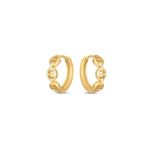14k Yellow Gold Oval Mariner Huggies | Richard Cannon Jewelry