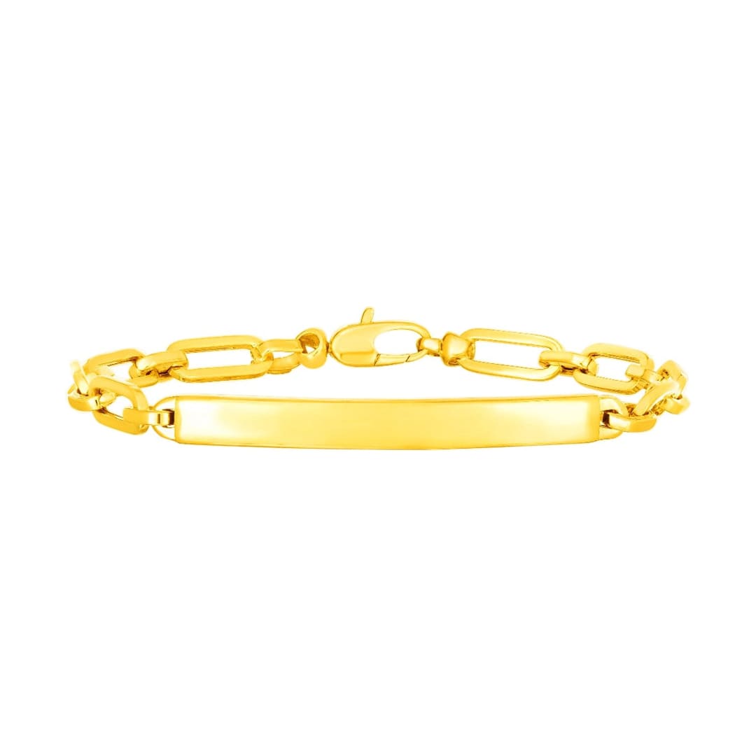 14K Yellow Gold Paperclip Chain ID Bracelet | Richard Cannon Jewelry