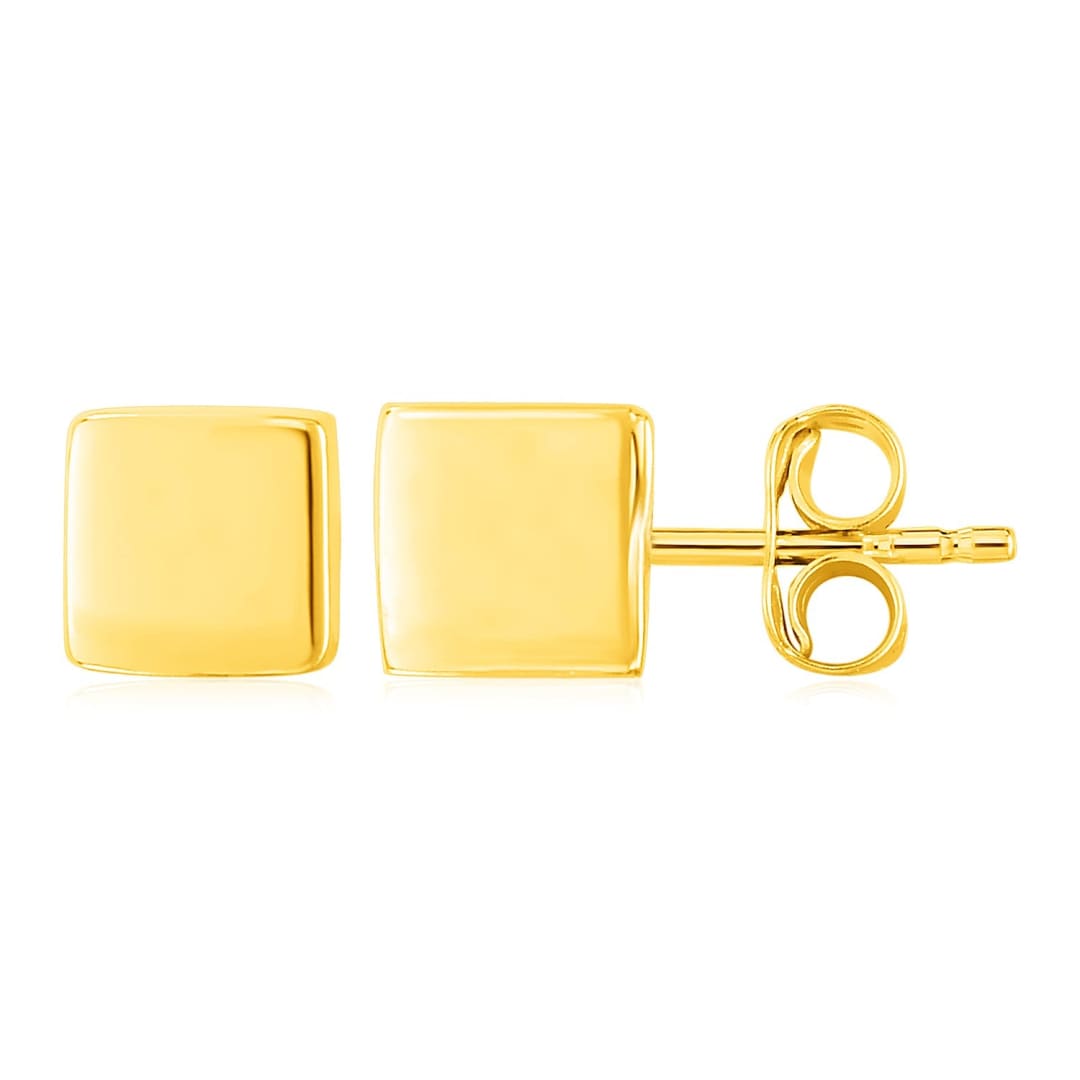 14k Yellow Gold Polished Cube Post Earrings | Richard Cannon Jewelry