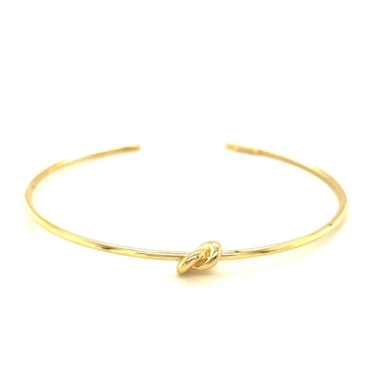 14k Yellow Gold Polished Cuff Bangle with Knot | Richard Cannon Jewelry