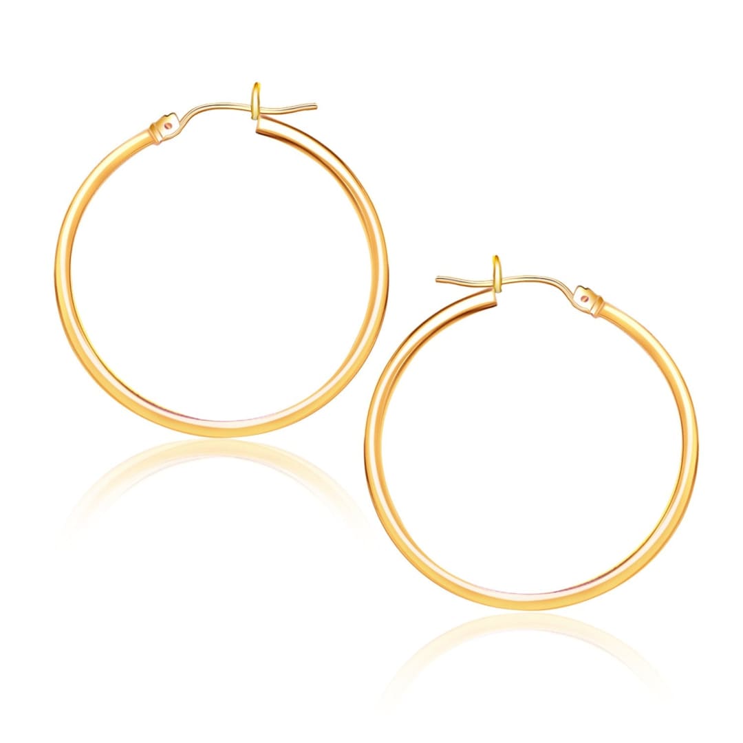 14k Yellow Gold Polished Hoop Earrings (25 mm) | Richard Cannon Jewelry