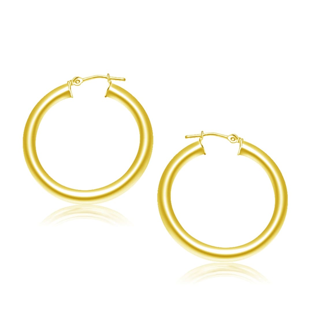 14k Yellow Gold Polished Hoop Earrings (30 mm) | Richard Cannon Jewelry