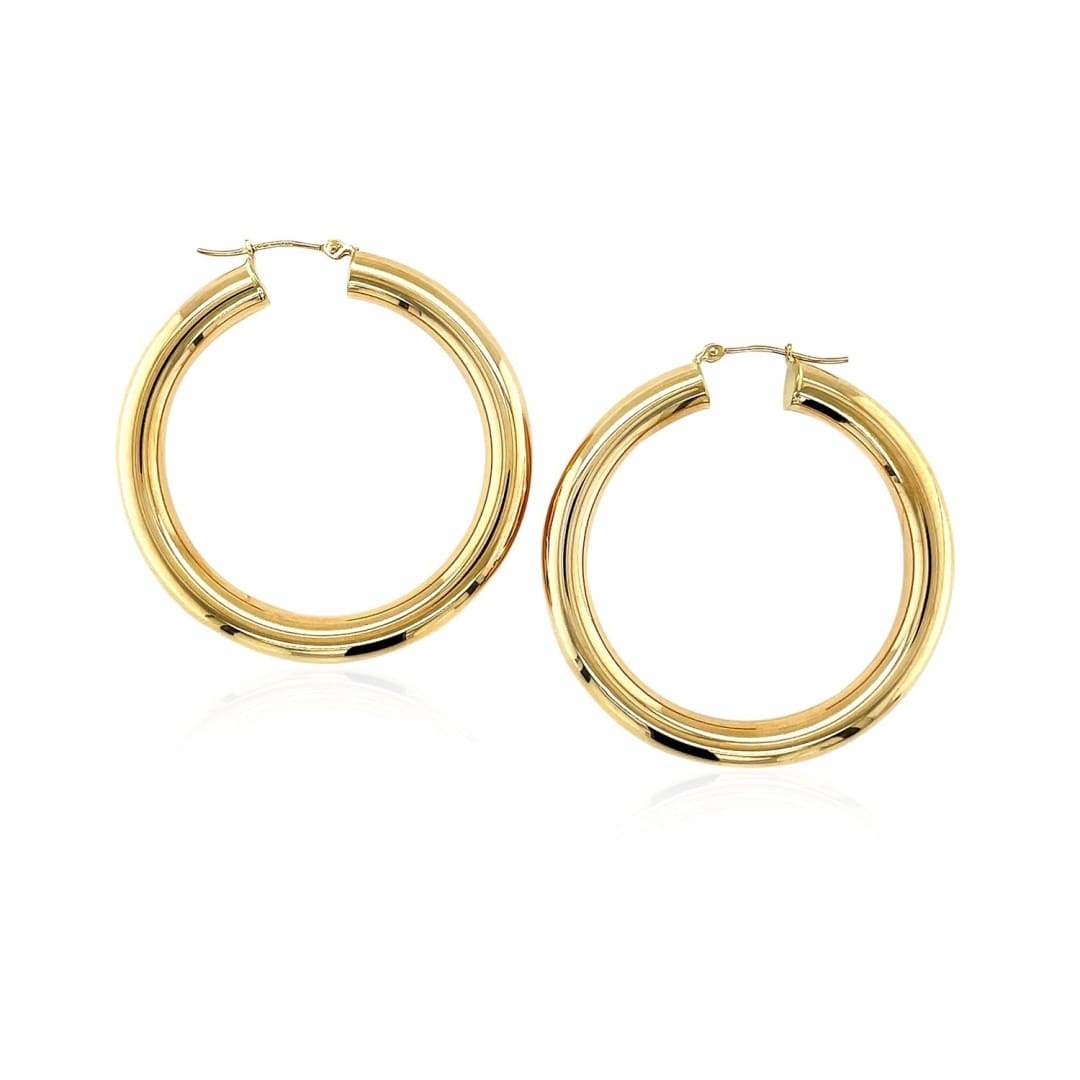 14k Yellow Gold Polished Hoop Earrings (40 mm) | Richard Cannon Jewelry