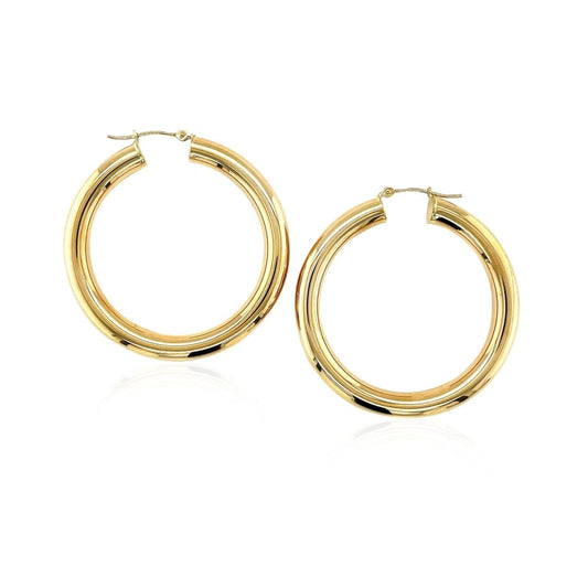 14k Yellow Gold Polished Hoop Earrings (40 mm) | Richard Cannon Jewelry