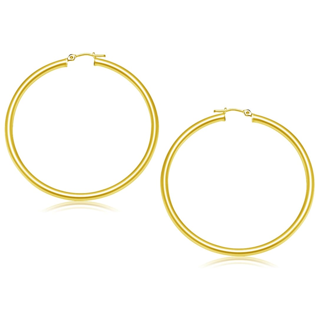 14k Yellow Gold Polished Hoop Earrings (50 mm) | Richard Cannon Jewelry