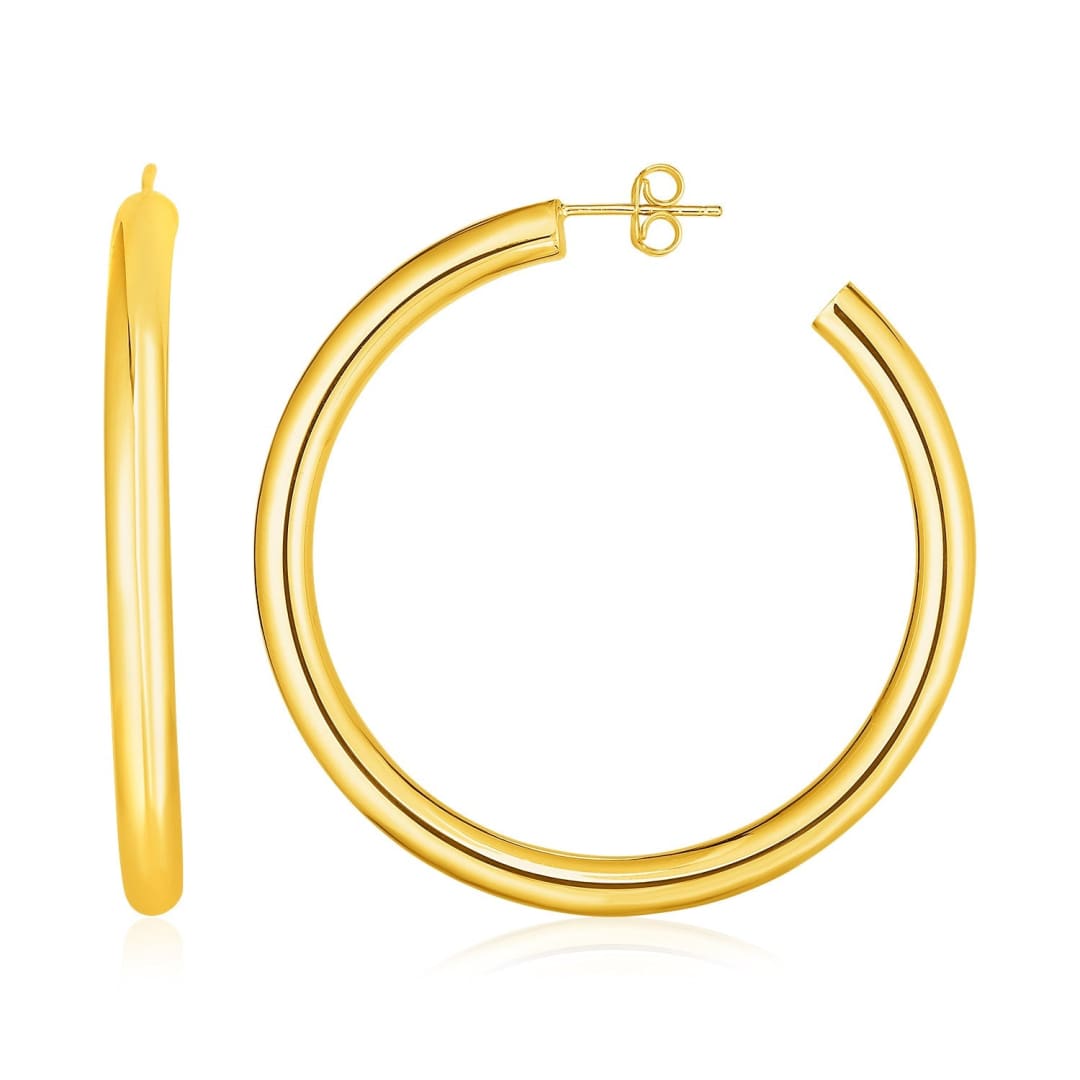 14k Yellow Gold Polished Hoop Earrings | Richard Cannon Jewelry