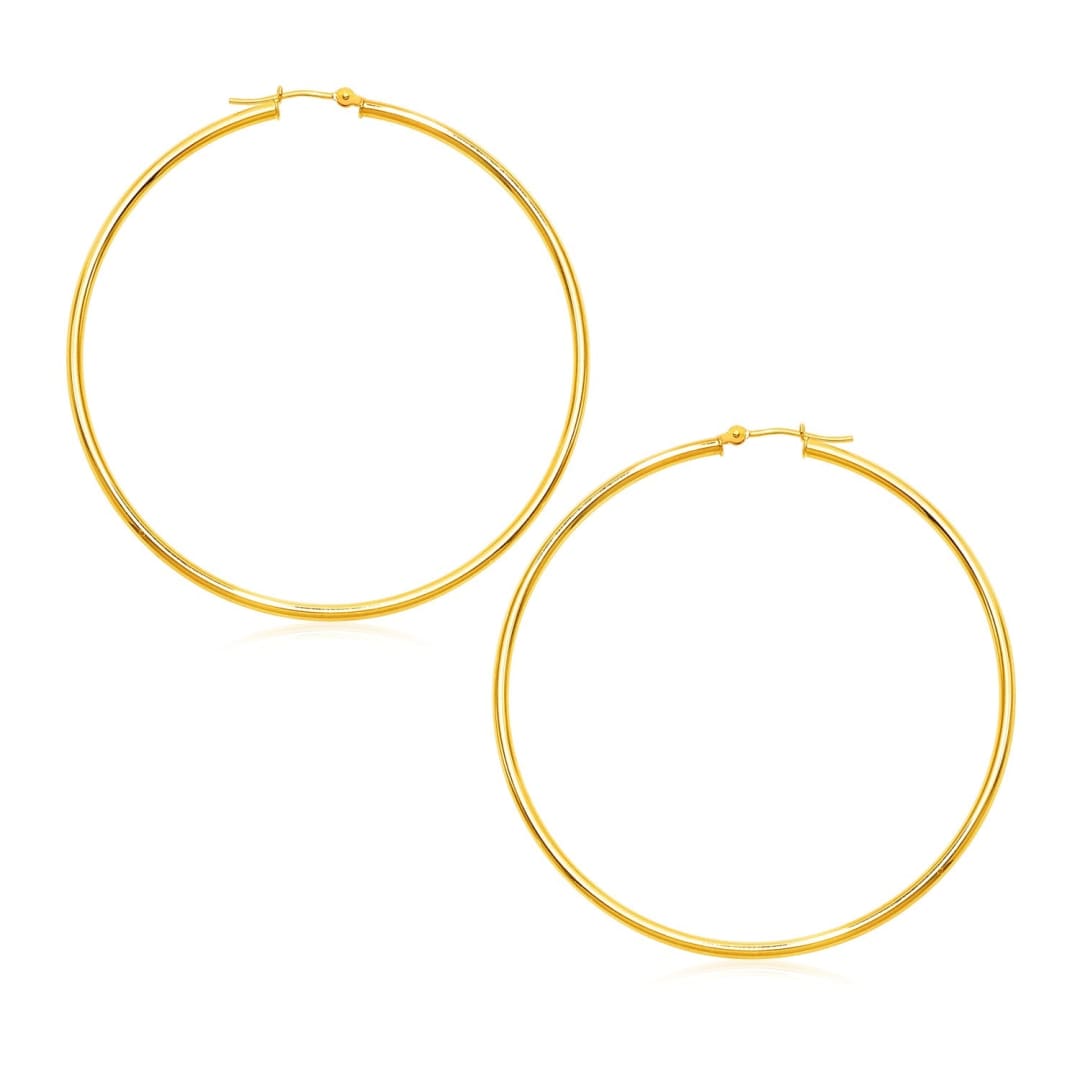 14k Yellow Gold Polished Large Round Hoop Earrings | Richard Cannon Jewelry