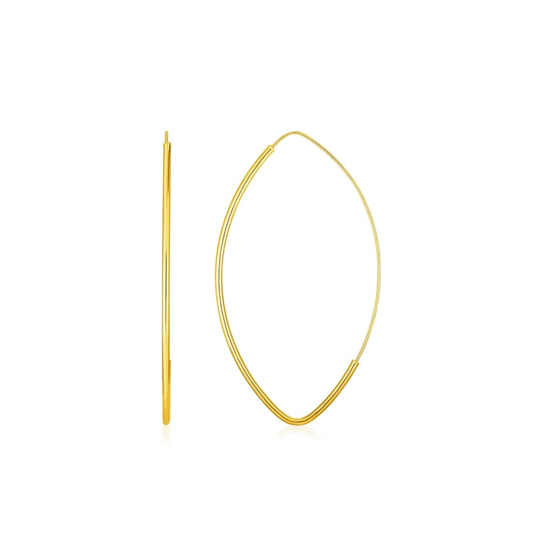 14k Yellow Gold Polished Long Marquise Motif Earrings | Richard Cannon Jewelry