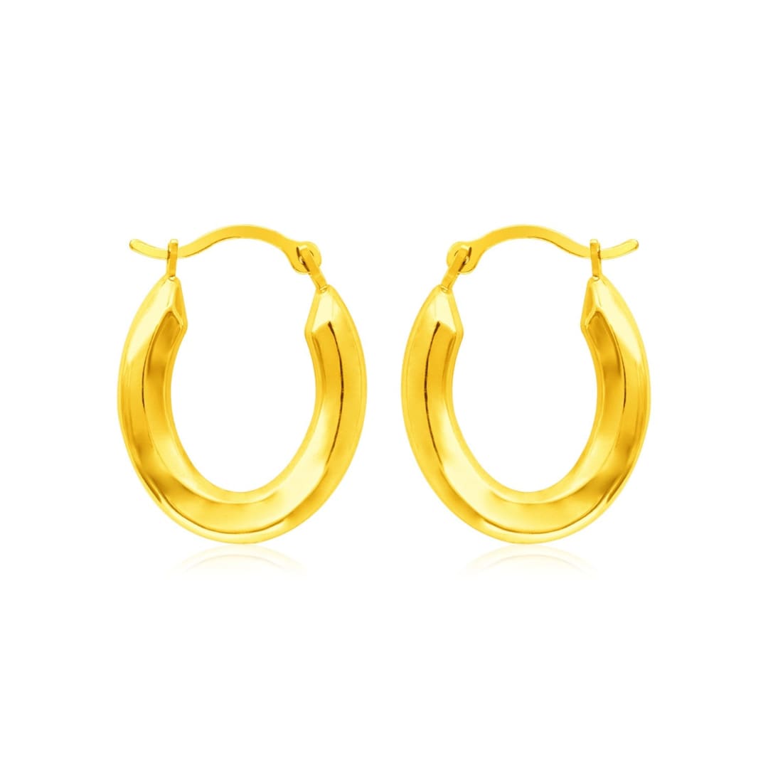 14k Yellow Gold Polished Oval Hoop Earrings | Richard Cannon Jewelry