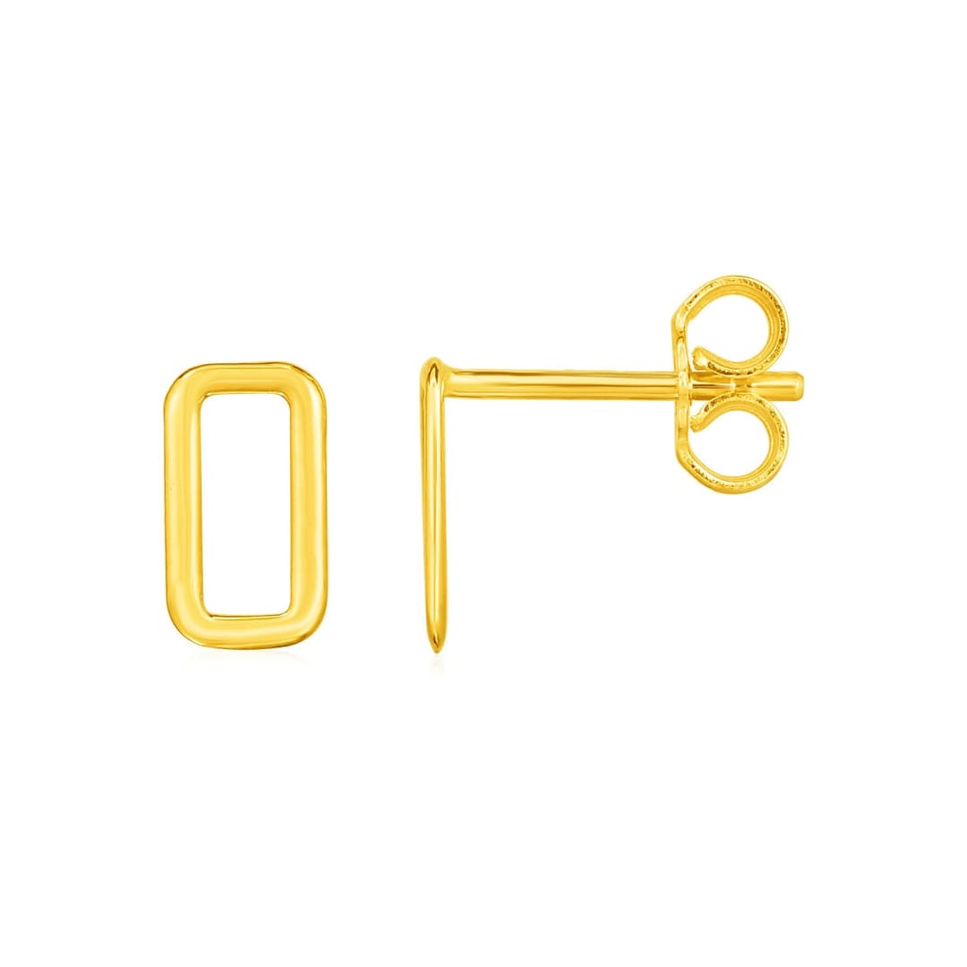 14k Yellow Gold Post Earrings with Open Rectangles | Richard Cannon Jewelry