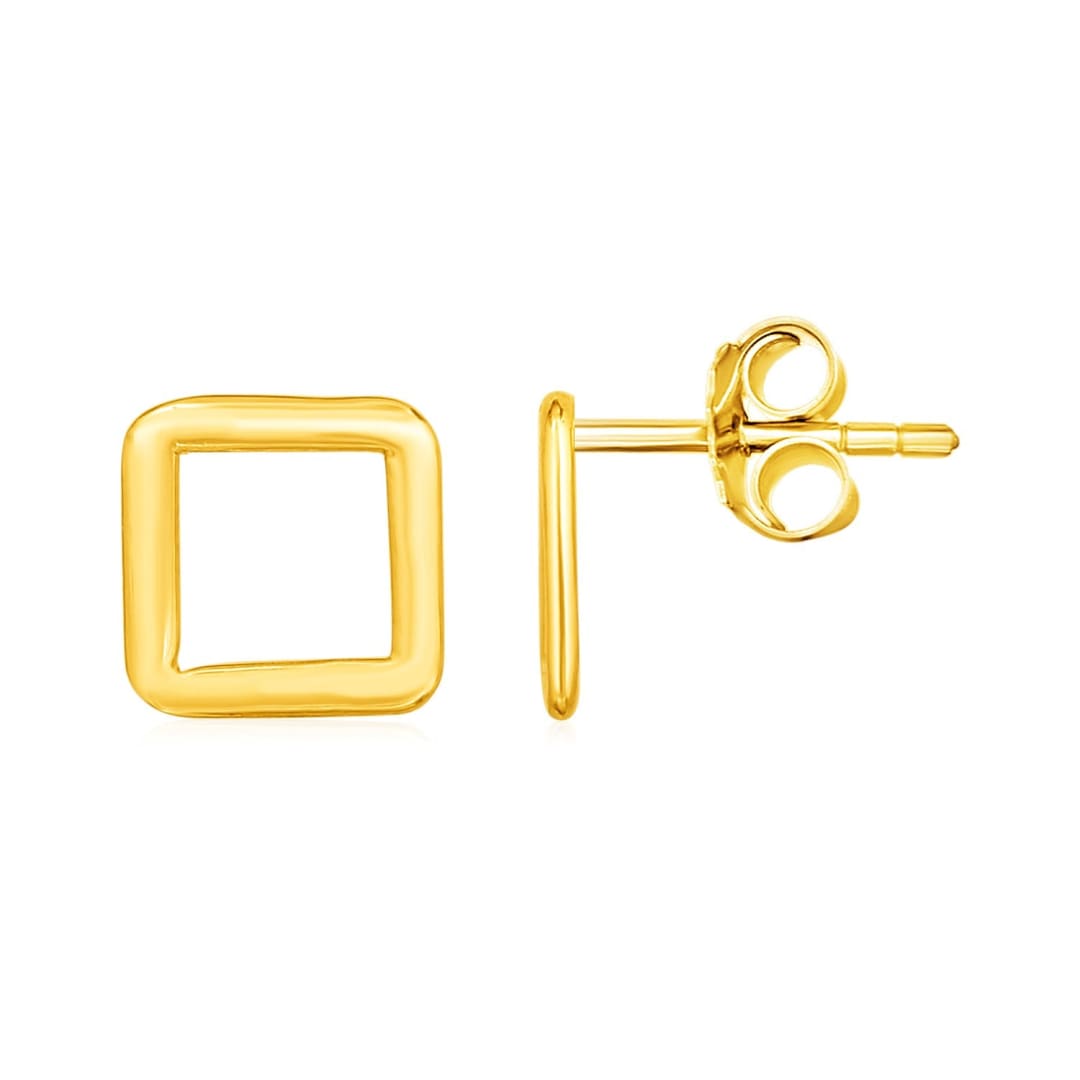 14k Yellow Gold Post Earrings with Open Squares | Richard Cannon Jewelry
