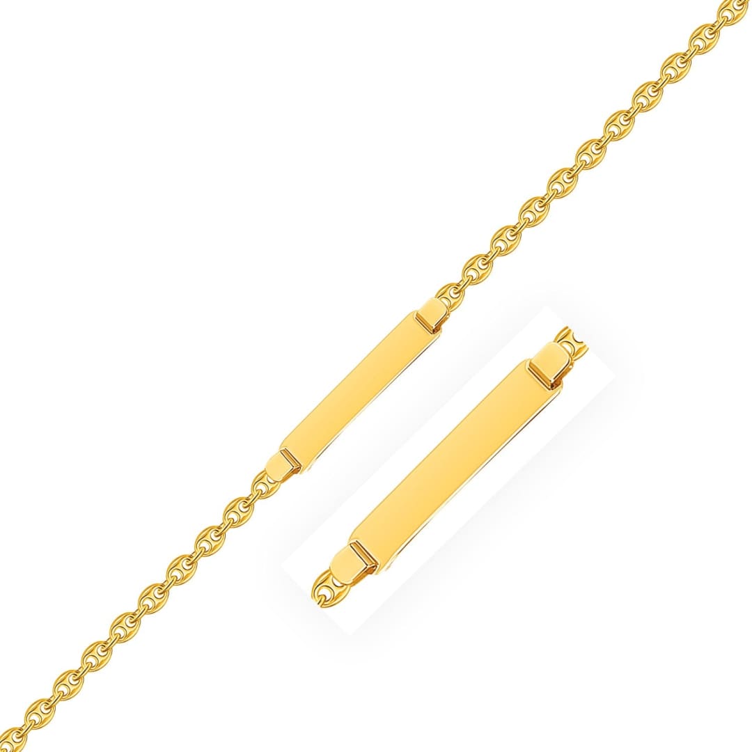 14k Yellow Gold Puffed Mariner Link Children’s ID Bracelet | Richard Cannon Jewelry