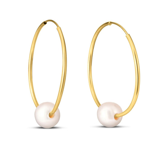 14k Yellow Gold Round Endless Pearl Earring | Richard Cannon Jewelry