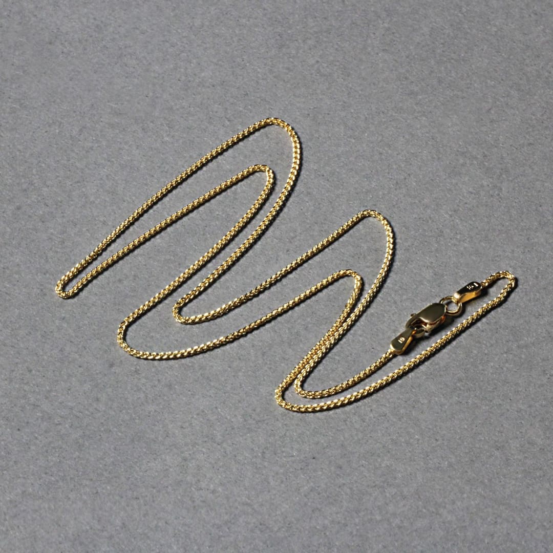 14k Yellow Gold Round Wheat Chain 1.0mm | Richard Cannon Jewelry