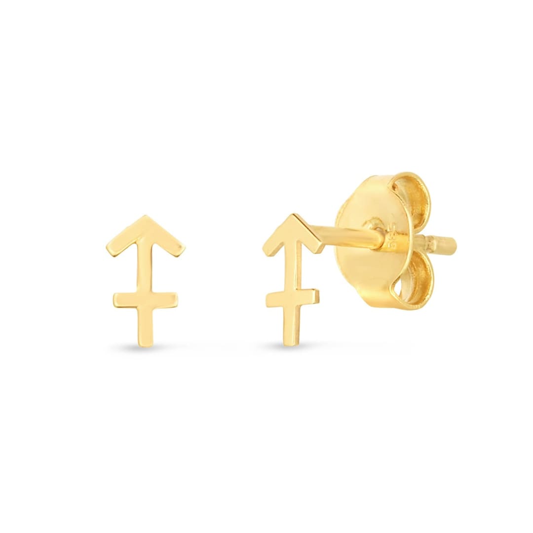 14k Yellow Gold Sagittarius Stud Earrings | Richard Cannon Jewelry