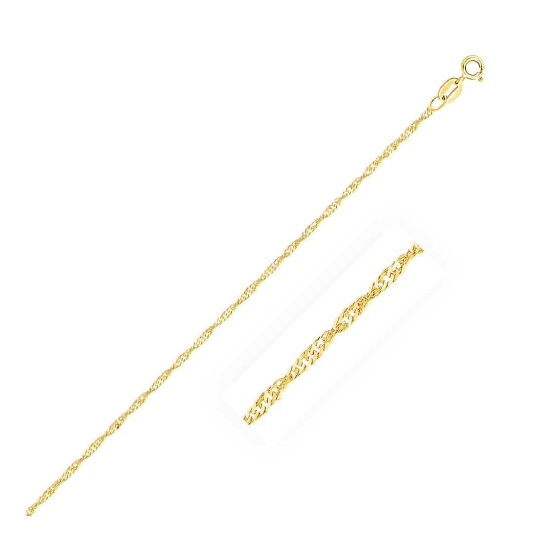 14k Yellow Gold Singapore Anklet 1.5mm | Richard Cannon Jewelry