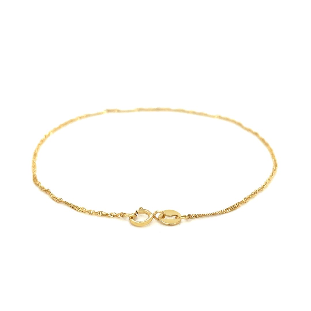 14k Yellow Gold Singapore Bracelet 1.0mm | Richard Cannon Jewelry