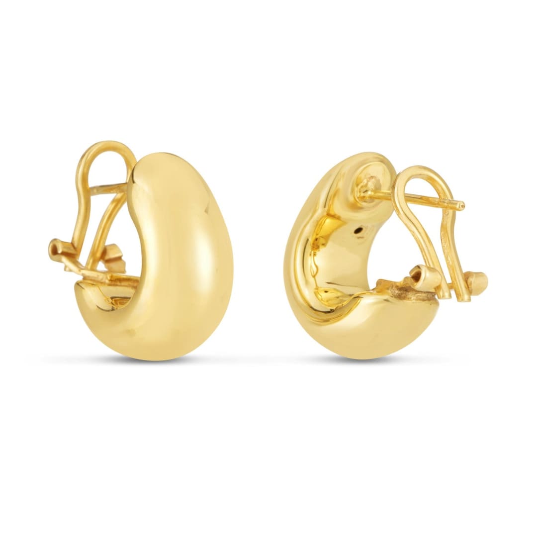 14k Yellow Gold Small Omega C Hoops | Richard Cannon Jewelry