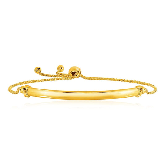 14k Yellow Gold Smooth Curved Bar and Lariat Style Bracelet | Richard Cannon Jewelry