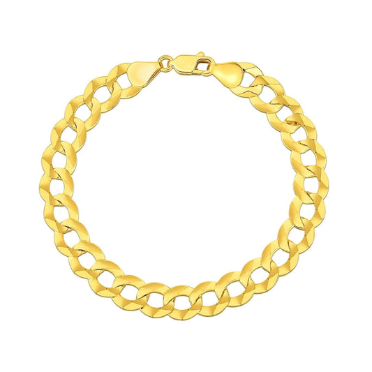 14k Yellow Gold Solid Curb Bracelet 10.0mm | Richard Cannon Jewelry