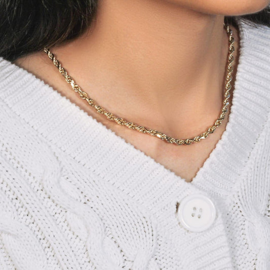 14k Yellow Gold Solid Diamond Cut Rope Chain (5.00 mm) | Richard Cannon Jewelry
