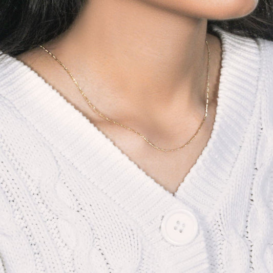 14k Yellow Gold Solid Figaro Chain 1.3mm | Richard Cannon Jewelry