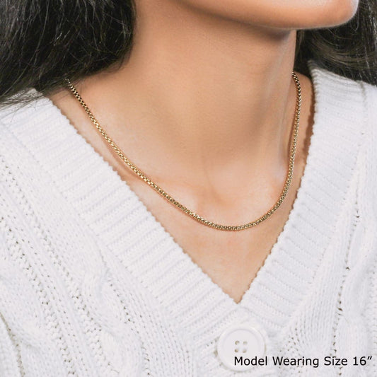 14k Yellow Gold Solid Round Box Chain 2.5 mm | Richard Cannon Jewelry