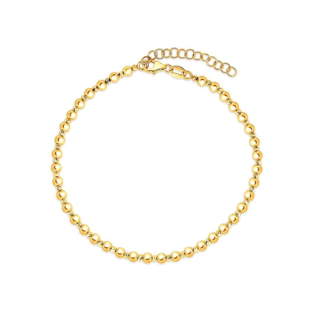 14k Yellow Gold Spaced Bead Bracelet (3mm) | Richard Cannon Jewelry