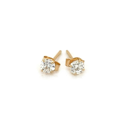 14k Yellow Gold Stud Earrings with White Hue Faceted Cubic Zirconia | Richard Cannon