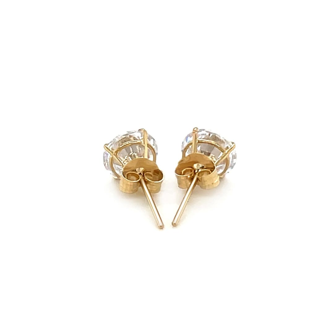 14k Yellow Gold Stud Earrings with White Hue Faceted Cubic Zirconia | Richard Cannon