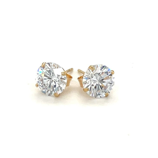 14k Yellow Gold Stud Earrings with White Hue Faceted Cubic Zirconia | Richard Cannon