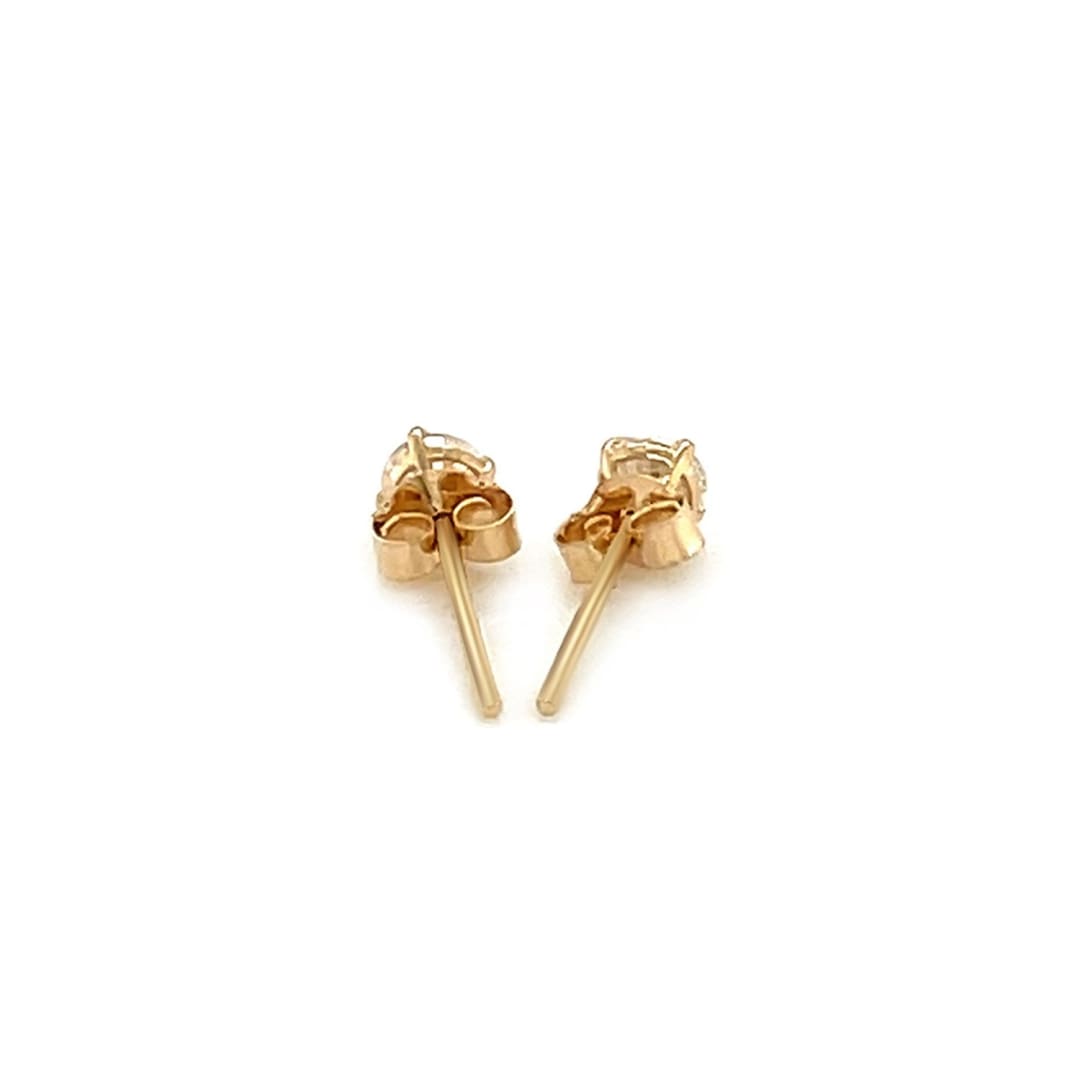 14k Yellow Gold Stud Earrings with White Hue Faceted Cubic Zirconia | Richard Cannon