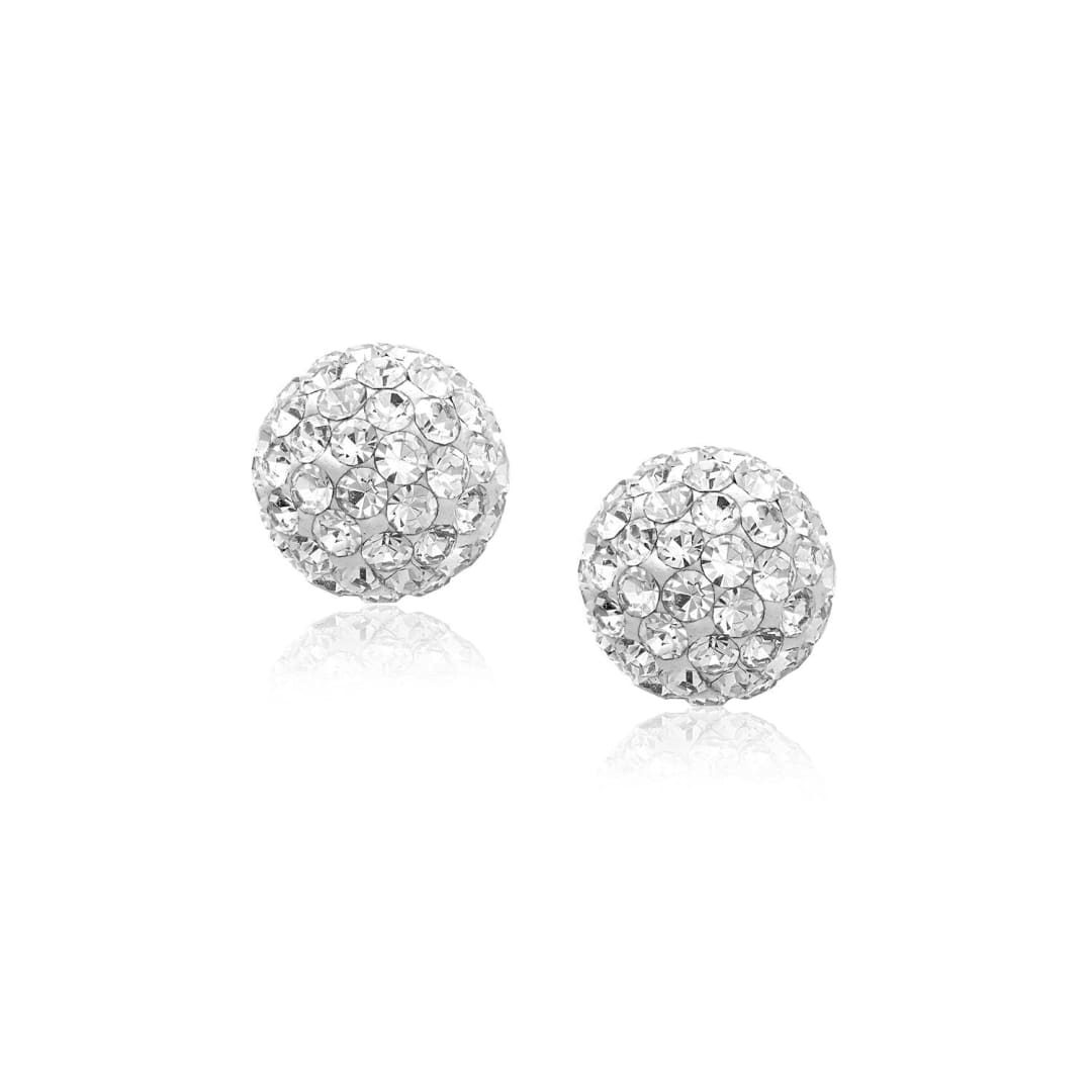 14k Yellow Gold Stud White Crystal Ball Earrings | Richard Cannon Jewelry