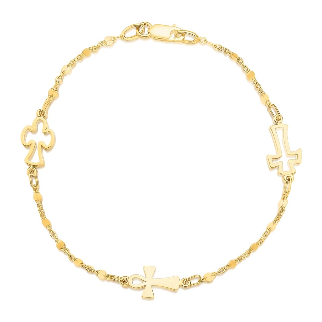 14k Yellow Gold Symbolic Cross Bracelet | Richard Cannon Jewelry