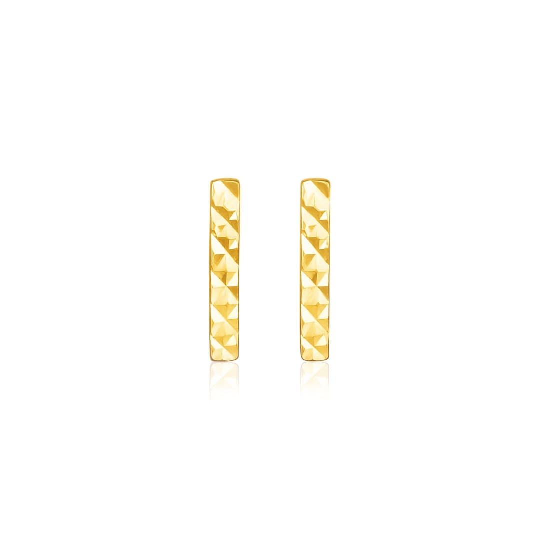 14k Yellow Gold Textured Bar Earrings | Richard Cannon Jewelry