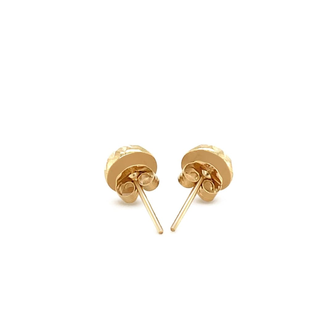 14k Yellow Gold Textured Flat Style Stud Earrings | Richard Cannon Jewelry