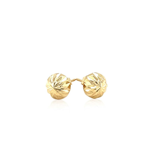 14k Yellow Gold Textured Flat Style Stud Earrings | Richard Cannon Jewelry