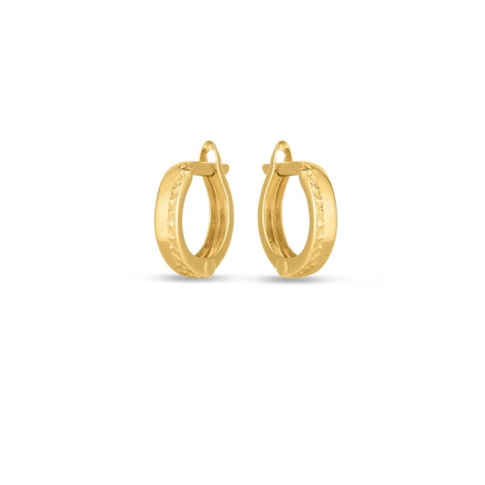 14k Yellow Gold Textured Huggie Hoops | Richard Cannon Jewelry