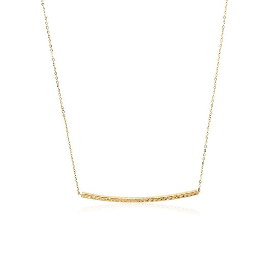 14k Yellow Gold Thin Textured Bar Necklace | Richard Cannon Jewelry