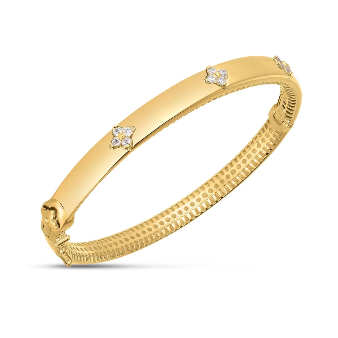 14k Yellow Gold Trilogy Diamond Bangle | Richard Cannon Jewelry