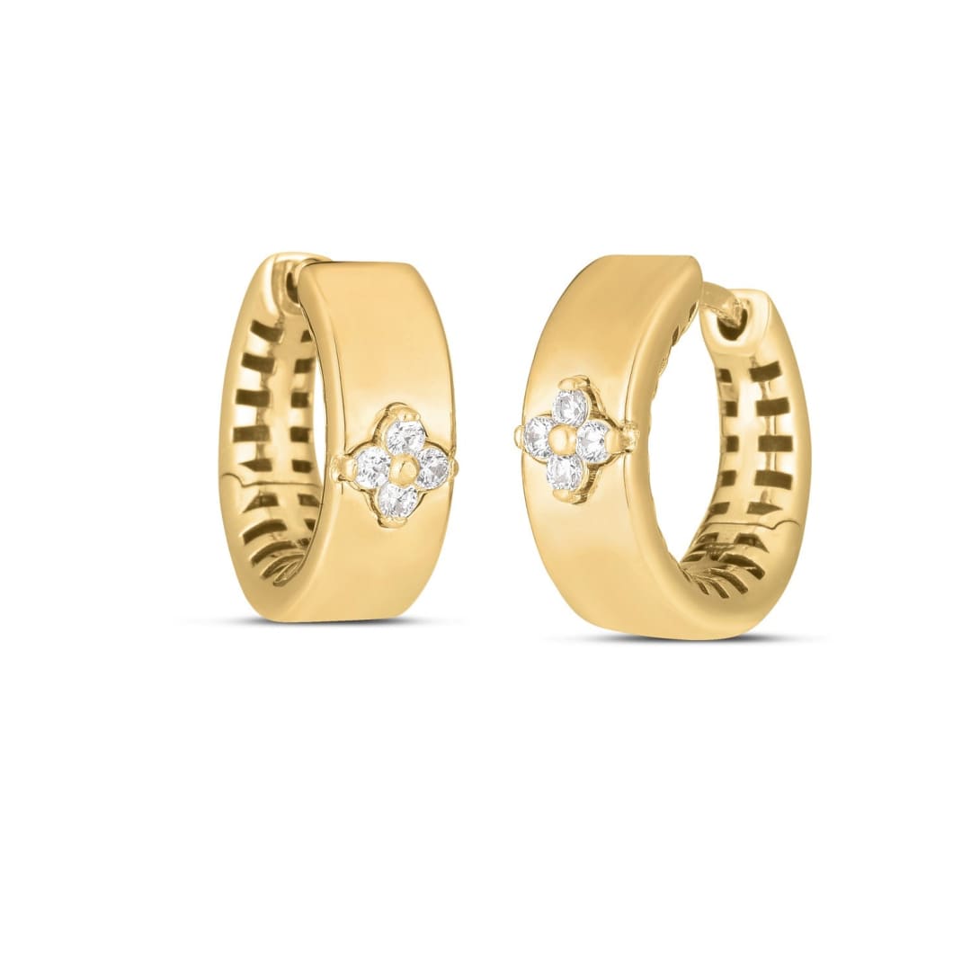 14k Yellow Gold Trilogy Diamond Clover Earrings | Richard Cannon Jewelry